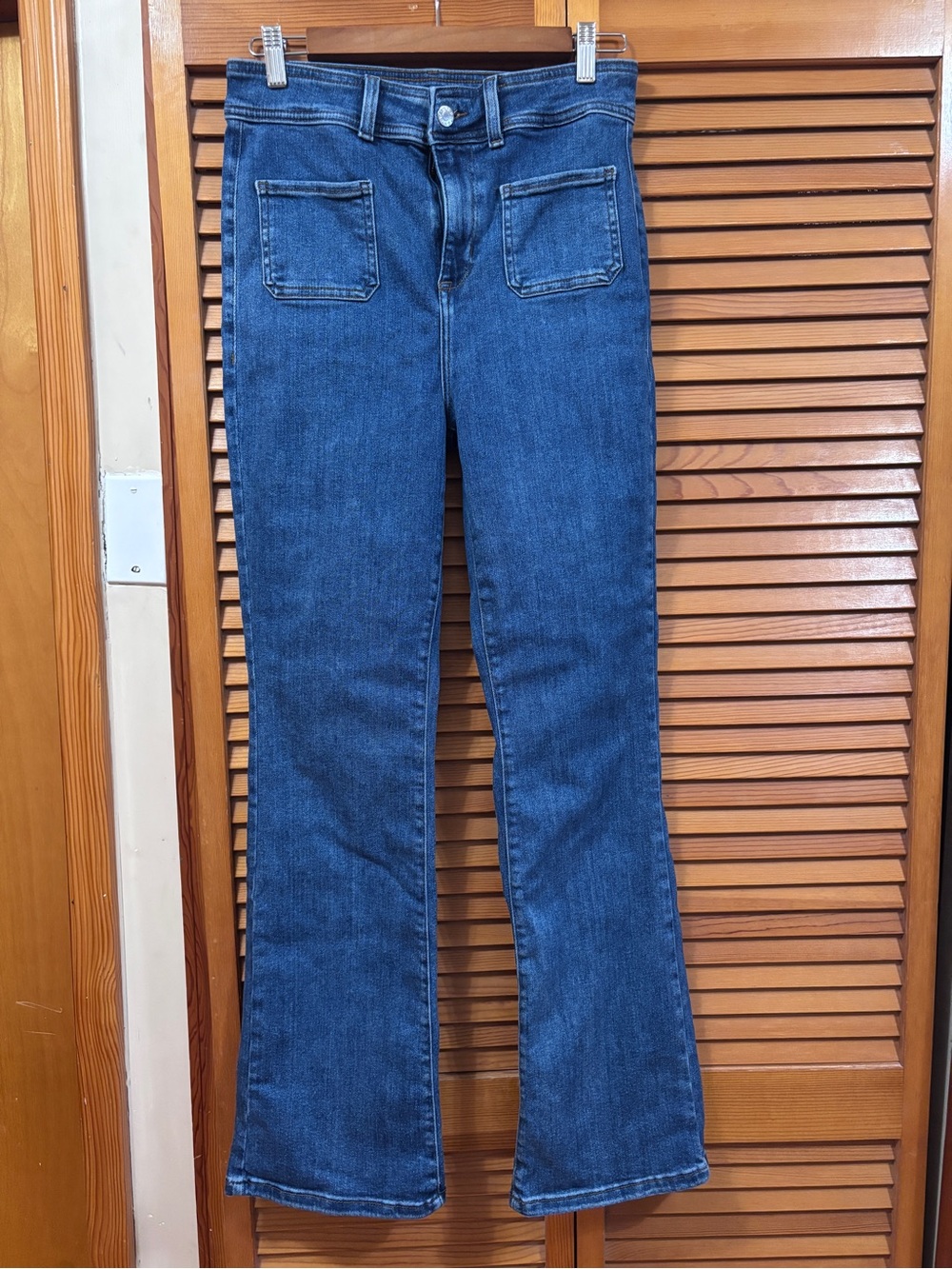Guess Dark Blue Flare Jeans with Front Patch Pockets